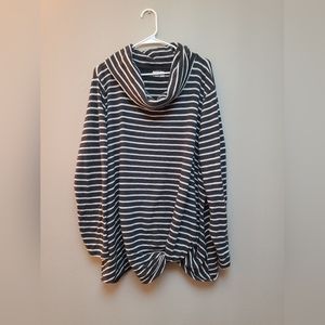 Maurices Grey and White Striped Cowl Neck Sweater Size 4X